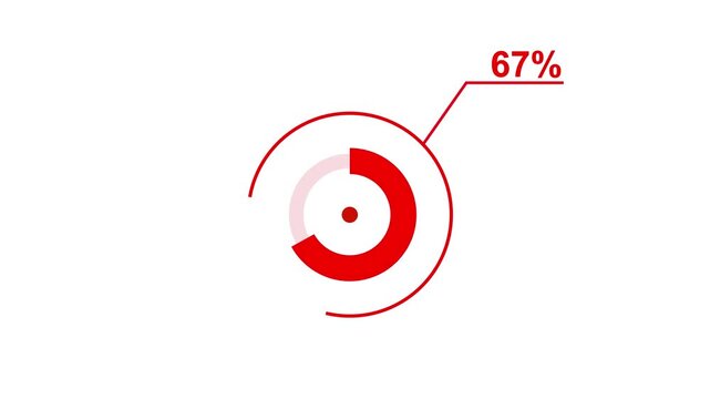 Loading icon animation 67% circle. 67 percent circle round do nut chart .In of graphic Element with Alpha Channel 4k video royalty free graphic animation