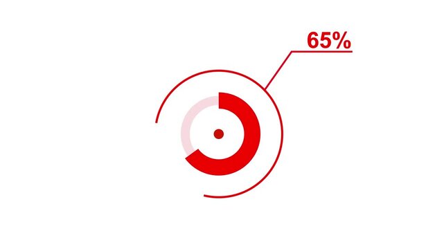 Loading icon animation 65% circle. 65 percent circle round do nut chart .In of graphic Element with Alpha Channel 4k video royalty free graphic animation