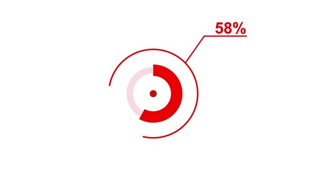 Loading icon animation 58% circle. 58 percent circle round do nut chart .In of graphic Element with Alpha Channel 4k video royalty free graphic animation