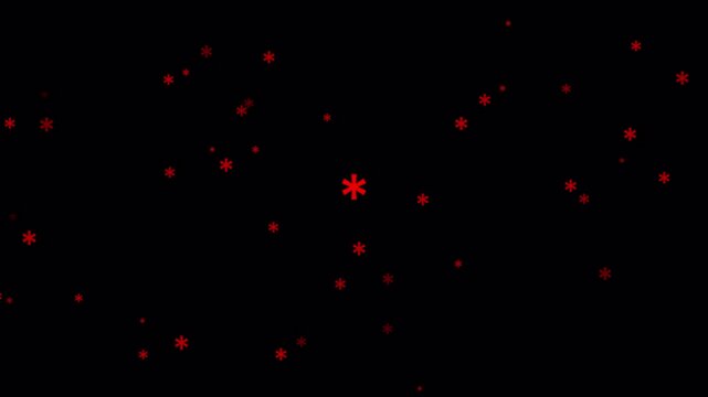 dark background adorned with a scattered arrangement stars  symbols of various sizes, creating a dynamic abstract pattern representing stars or special marks in black background in 4K animation 