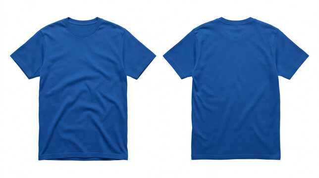 Two blue t-shirts Mockup are shown from front and back on a white background
