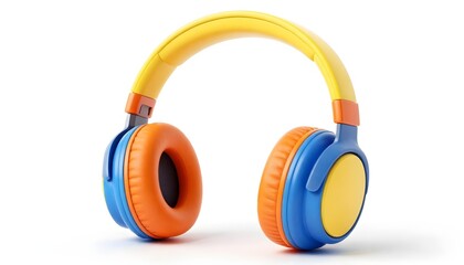 Naklejka premium Vibrant, colorful headphones with a playful design for immersive audio experiences