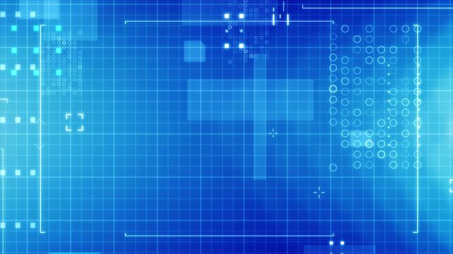 4K UHD futuristic HUD overlay animation with minimal interface elements, dots, and geometric frames. Clean sci-fi UI for live streaming