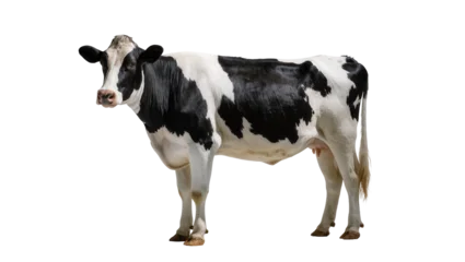 Fotobehang Koe Black and white Holstein Friesian cow standing, isolated on transparent background  © Mira