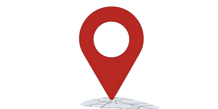 Red location pin marker on abstract map with detailed lines, geolocation symbol for navigation. png background.