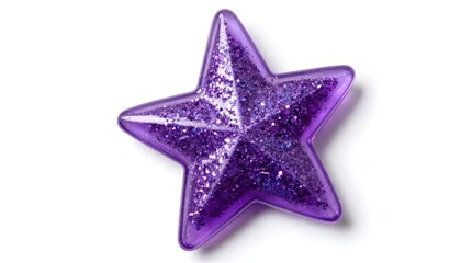 Obraz premium Sparkling purple star shape with glitter inside, isolated on white background