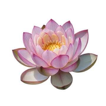 A beautiful pink lotus flower with yellow center 