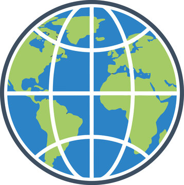 Globe earth icon flat vector world map global isolated design