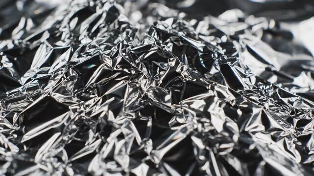 Crinkled Silver Foil Texture Reflecting Light