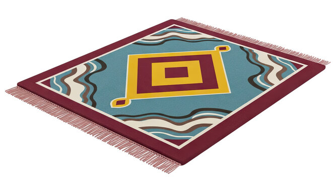 Modern Geometric Rug with Fringes