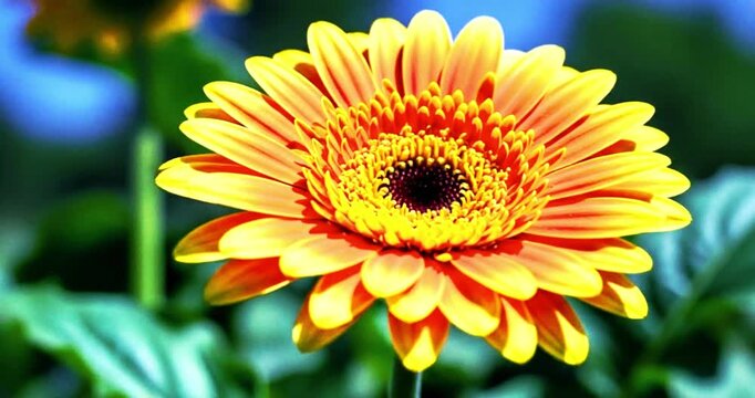 Radiant Gerberas: A close-up shot of a gerbera daisy showcases its vibrant petals, radiating warmth and beauty, perfect for spring or summer themes.