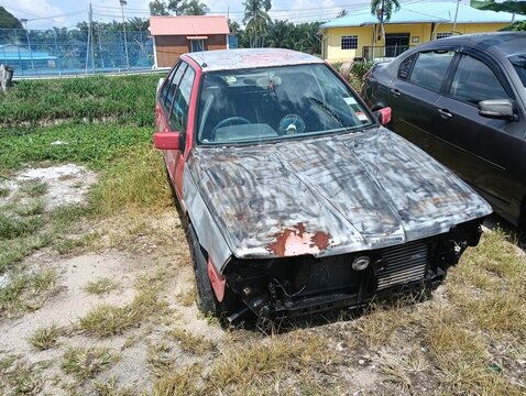 junk Datsun  car close up. photo taken in malaysia
