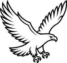 Obraz premium Black and white of a flying eagle mascot bird raptor