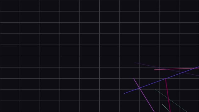 Abstract digital grid with dynamic diagonal lines transitioning from purple to blue