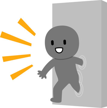 壁を通り抜ける人物