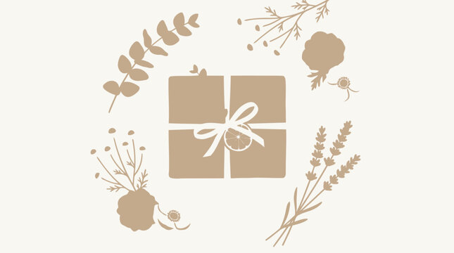 Beautifully wrapped gift box surrounded by delicate floral elements, perfect for any occasion or celebration