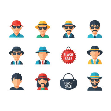 Cartoon men with various hats 2.