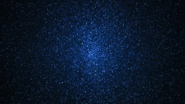A captivating cosmic scene featuring a vibrant blue focal point that radiates outwards, interspersed with a multitude of tiny bright particles