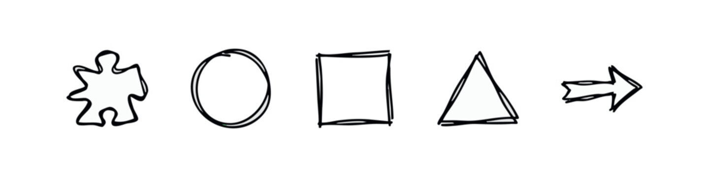 Doodle icons representing basic shapes and direction