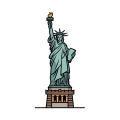 Statue of Liberty stands tall as an iconic landmark representing American freedom and democracy now. © Amjad