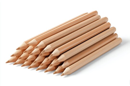 3D isometric set of pentagonal wooden pencils. Symbol of exam success. Stationery concept. Isolated on white background