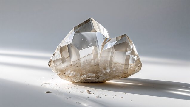 dry crystal with bite marks on a white background