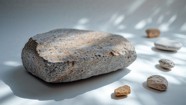 dry stone flat lay on a white background