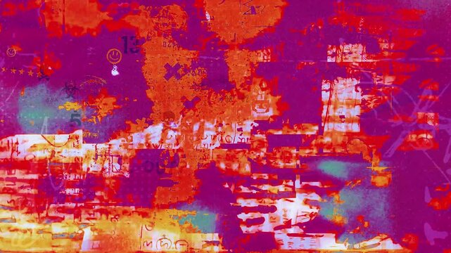 Random loop animation of a purple and orange grunge background. 4K footage