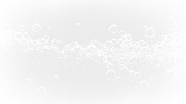 Bubbles rising in water with transparent background showcasing different shades and shapes
