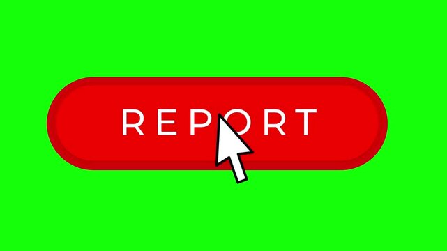 Report red button clicked animation motion graphic with chroma green screen clip template 4k