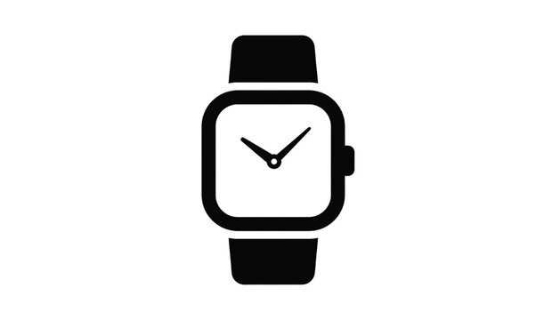Watch icon with analog dial and minute second hands, simple flat design for mobile UI and time tracking