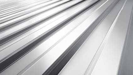 Obraz premium Abstract metallic parallel lines extending into the distance with a bright, clean aesthetic