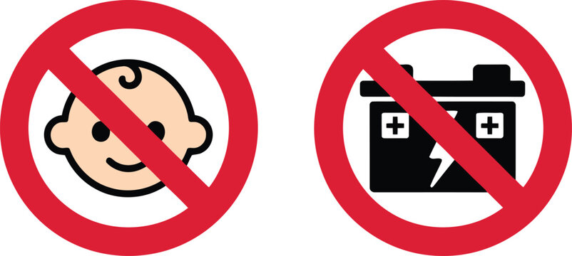 Prohibited items for children and electronic devices near medical areas Vector