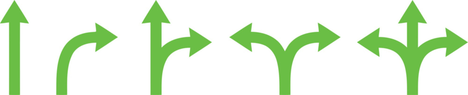 Directional arrows showing multiple paths vector 