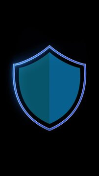 Glowing digital shield. Concept of cybersecurity, encryption, privacy protection and secure online technology concept