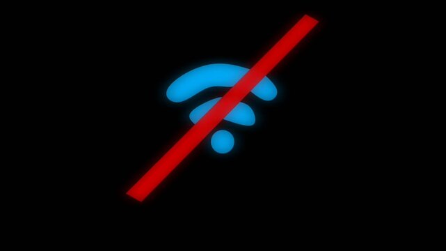 Vibrant graphic icon depicting a disconnected wireless internet signal, signifying a complete network outage and the frustration of being offline, disrupting digital content access