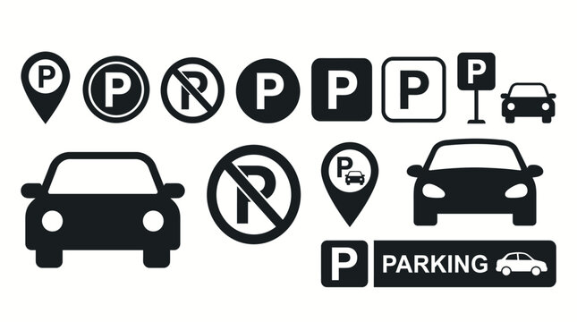parking icon set vector signs p symbol car no parking map pin