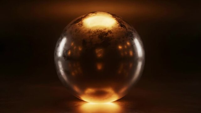 Glowing Crystal Ball on Dark Surface.