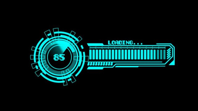 Sci-Fi Futuristic HUD circle interfaces motion. with loading bar 100 percent.