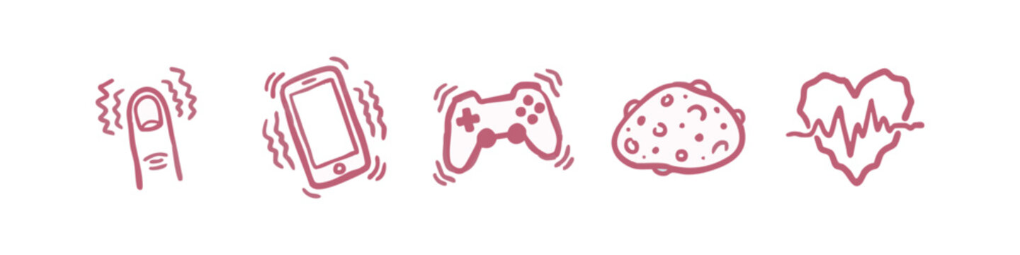 Vibration and Health Icons: Finger, Phone, Controller, Asteroid, Heartbeat
