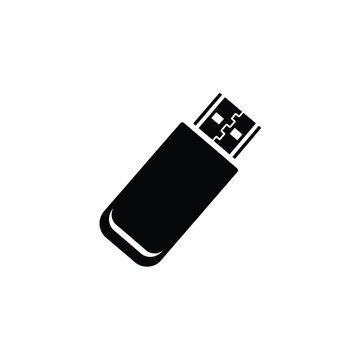 Usb flash drive black silhouette icon for portable data storage