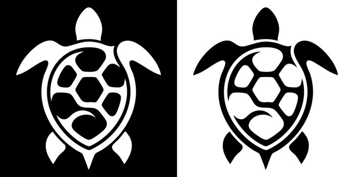 Black and white turtle silhouettes with soccer ball shell design