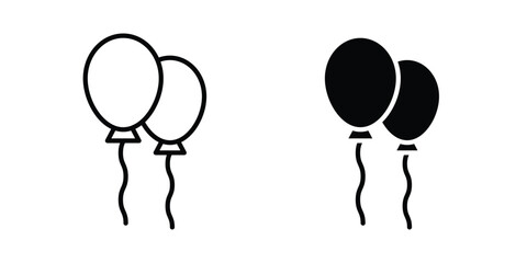 Balloons icon in stroke outline style with flat version © nancy
