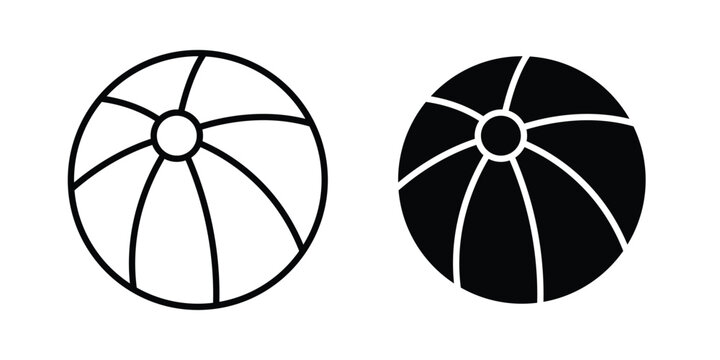 Beach ball icon in stroke outline style with flat version