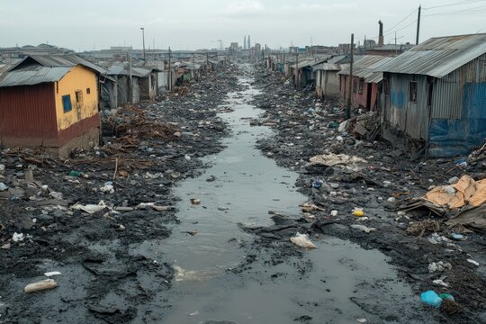 Decayed infrastructure and lack of urban development in low income residential area