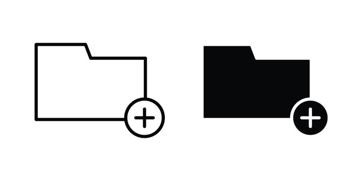 Create folder icon in stroke outline style with flat version