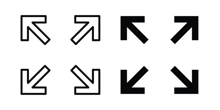 Expand icon in stroke outline style with flat version