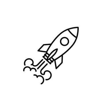 Simple Line Drawing of a Rocket.