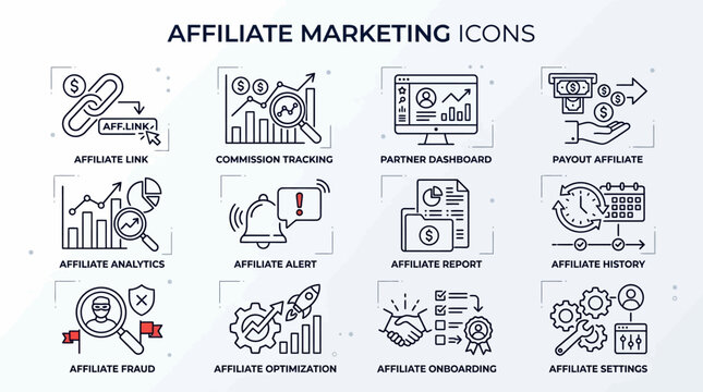 Affiliate Marketing Icons Set Graphic.