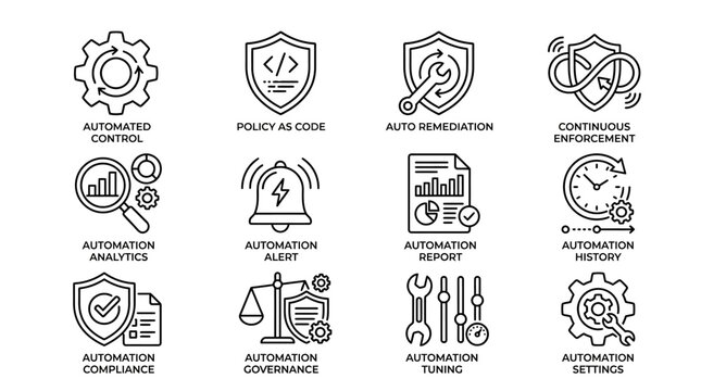 Automation icons for business workflow.